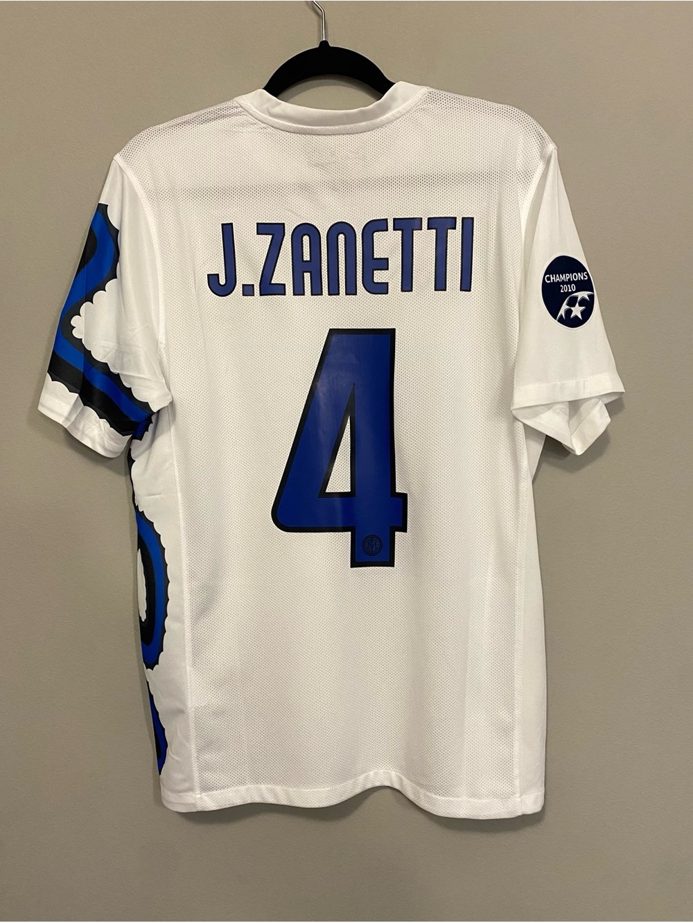 Vintage Nike Inter Milan 2010/2011 Zanetti Away white soccer jersey